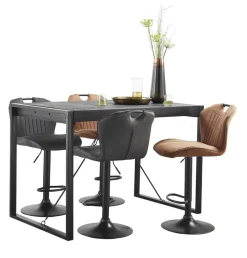 Bartafel Newhaven zwart mangohout 140x80 cm rechthoekig