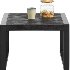 Bijzettafel Newhaven zwart mangohout 60 cm vierkant