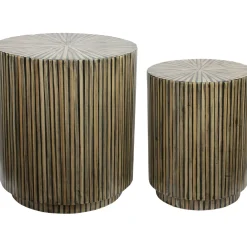 Bijzettafelset Brody 47 en 35 cm bamboeprint rond