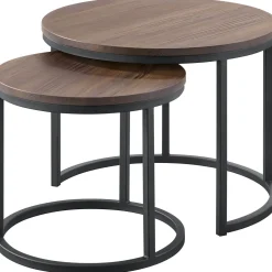 Bijzettafelset Budrio donkerbruin 45 en 60 cm rond