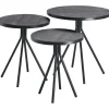 Bijzettafelset Chiva zwart (set van 3) rond
