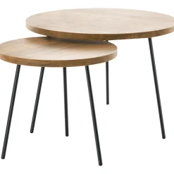 Bijzettafelset Zena old teak 50 en 70 cm rond