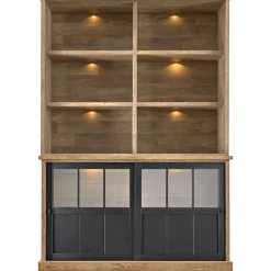 Boekenkast Ladonia 210x143x50 cm 2 glazen schuifdeuren