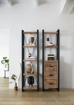 Boekenkast Newhaven mangohout 3 laden 200 cm