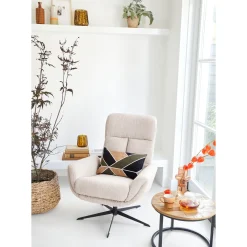 Draaifauteuil Langley beige met voetenbank