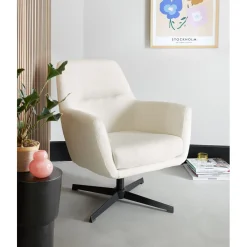 Draaifauteuil Tarkio bouclé wit