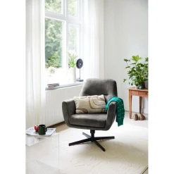 Draaifauteuil Tarkio velvet antraciet
