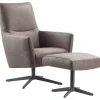 Draaifauteuil Varne microleder bruin met voetenbank basic comfort