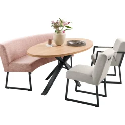 Eetkamerbank Thurso ovaal roze