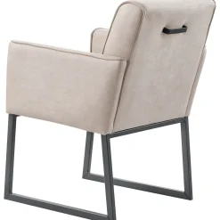 Eetkamerstoel met armleuning Thurso microleder lichtgrijs