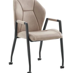 Eetkamerstoel Morada microvezel taupe met wieltjes