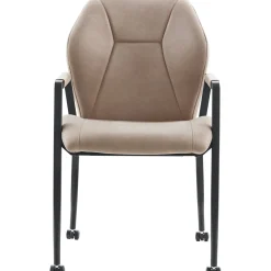 Eetkamerstoel Morada microvezel taupe met wieltjes