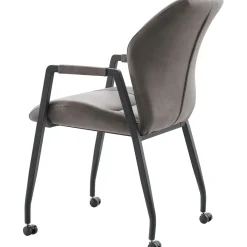 Eetkamerstoel Morada microvezel antraciet met wieltjes