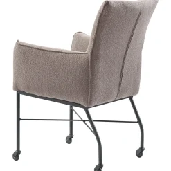 Eetkamerstoel Myro bouclé taupe met wieltjes