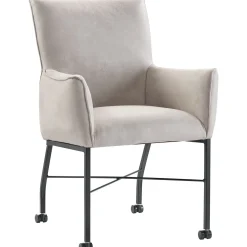 Eetkamerstoel Myro microleder grijs met wieltjes