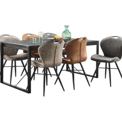 Eettafel Newhaven U-poot zwart 180x90 cm rechthoekig