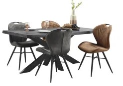 Eettafel Newhaven zwart mangohout 200x100 cm rechthoekig