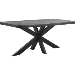 Eettafel Newhaven zwart mangohout 220x100 cm rechthoekig