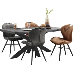 Eettafel Newhaven zwart mangohout 220x100 cm rechthoekig