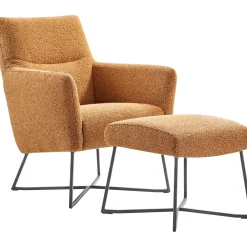 Fauteuil Varne geel met voetenbank basic comfort