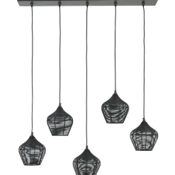 Hanglamp Bendigo zwart 5-lichts