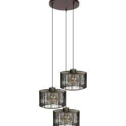 Hanglamp Bincerro donkerbrons metaal 3-lichts cluster