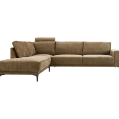 Hoekbank links Clanton bruin basic comfort met hoofdsteun