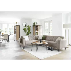 Hoekbank links Mills microleder taupe excellent comfort