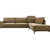 Hoekbank rechts Clanton bruin premium comfort met hoofdsteun