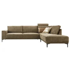 Hoekbank rechts Clanton bruin premium comfort met hoofdsteun