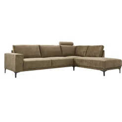 Hoekbank rechts Clanton bruin premium comfort met hoofdsteun