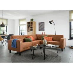 Hoekbank rechts Mills microleder cognac basic comfort