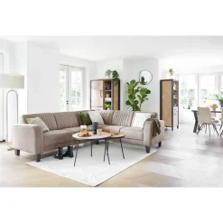 Hoekbank rechts Mills microleder taupe premium comfort