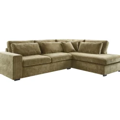 Hoekbank rechts Yukom groen met kussen basic comfort