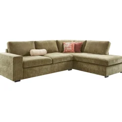 Hoekbank rechts Yukom groen met kussen basic comfort