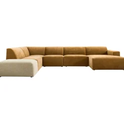 Hoekbank Romont bruin hocker beige basic comfort