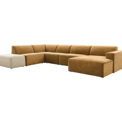 Hoekbank Romont bruin hocker beige basic comfort
