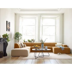 Hoekbank Romont bruin hocker beige basic comfort