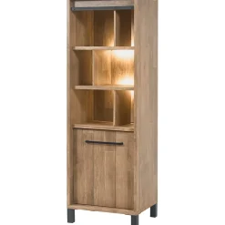 Opbergkast Alva 188x63x50 cm old teak met verlichting
