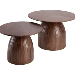 Salontafelset Aboni mangohout 70 en 55 cm rond