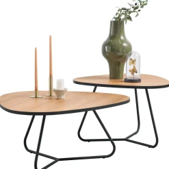 Salontafelset Budrio lichtbruin 71 en 86 cm lichtbruin organisch