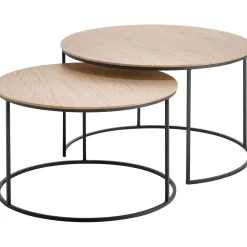 Salontafelset Ferbane misty oak 65 en 75 cm rond