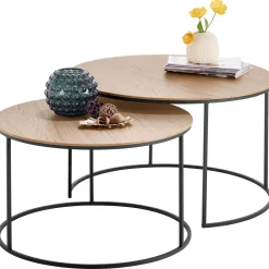 Salontafelset Ferbane misty oak 65 en 75 cm rond