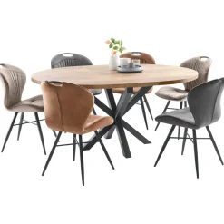 Uitschuifbare eettafel Caltana 130/170 cm rond lichtbruin