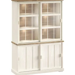 Vitrinekast Eldora 210x143x50 cm 2 glazen- en 2 schuifdeuren