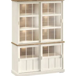 Vitrinekast Eldora 210x143x50 cm 4 glazen schuifdeuren