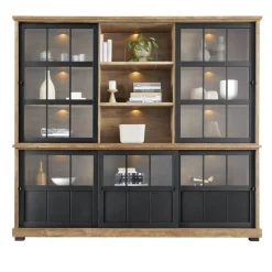 Vitrinekast Ladonia 210x233x50 cm 5 glazen schuifdeuren