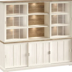 Wandmeubel Eldora 210x233x50 cm 2 glazen- en 3 schuifdeuren