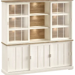 Wandmeubel Eldora 210x209x50 cm 2 glazen- en 3 schuifdeuren